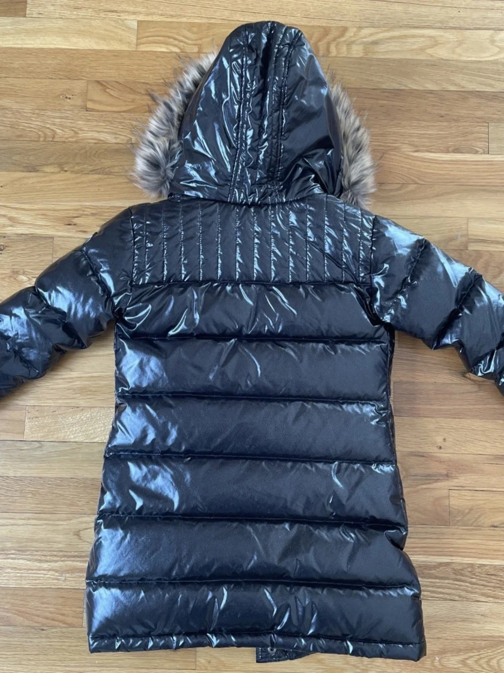 Appaman Girls Black Shimmer Duck Down Puffer Coat Long Size 12